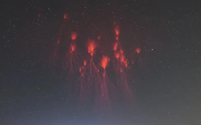 Red Sprites xuất hiện ở đâu trên bầu trời tối