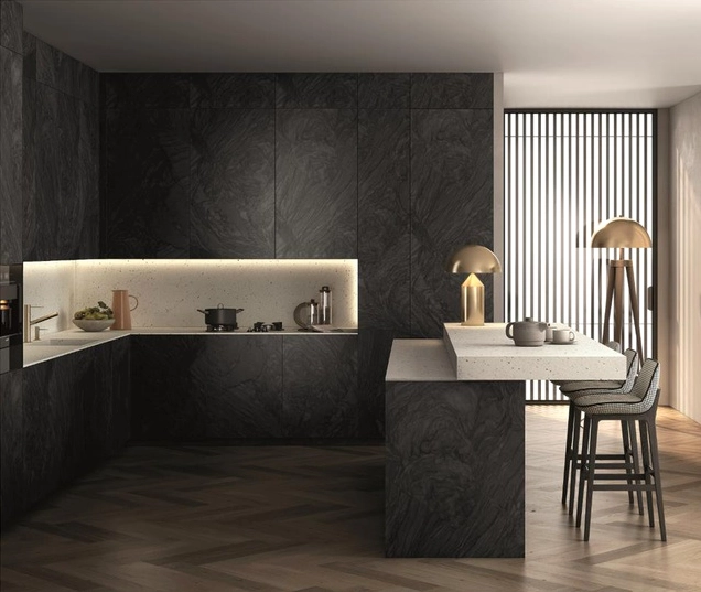 Đá marble tự nhiên với đường vân uốn lượn đặc trưng