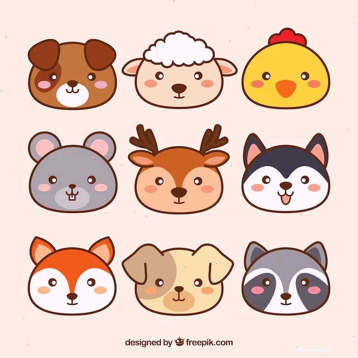 Miễn phí Vector bộ sưu tập động vật kawaii dễ thương